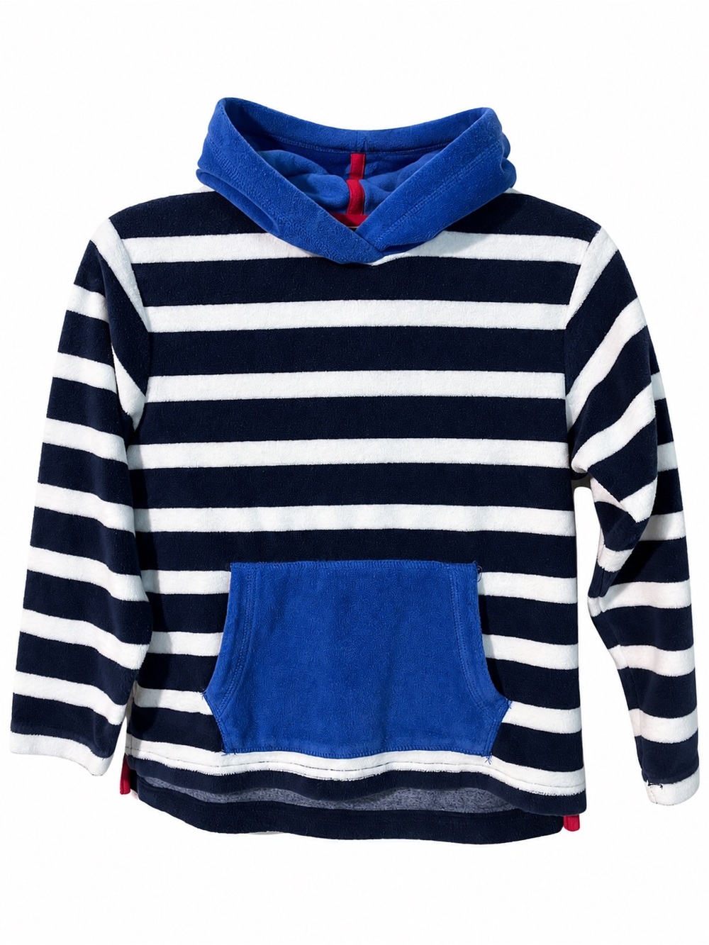 Hanna Andersson Navy & White Striped Hooded Pullover with Blue Pocket size 6/7